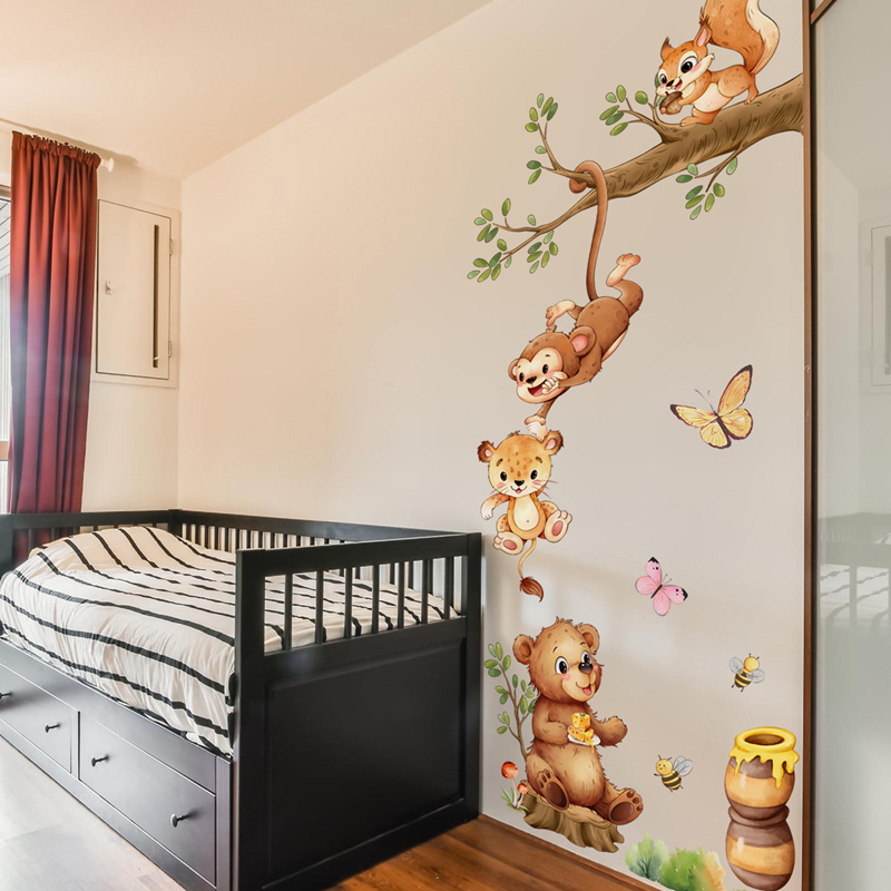 Kids Educational Posters - Ramas de animales lindo mono mariposa
