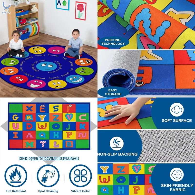 Kids Education Group - Alfombra Educativa Redonda Antideslizante para Niños,