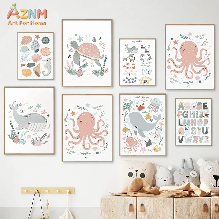 Kids Educational Posters - AZNM - Lienzo decorativo de pared