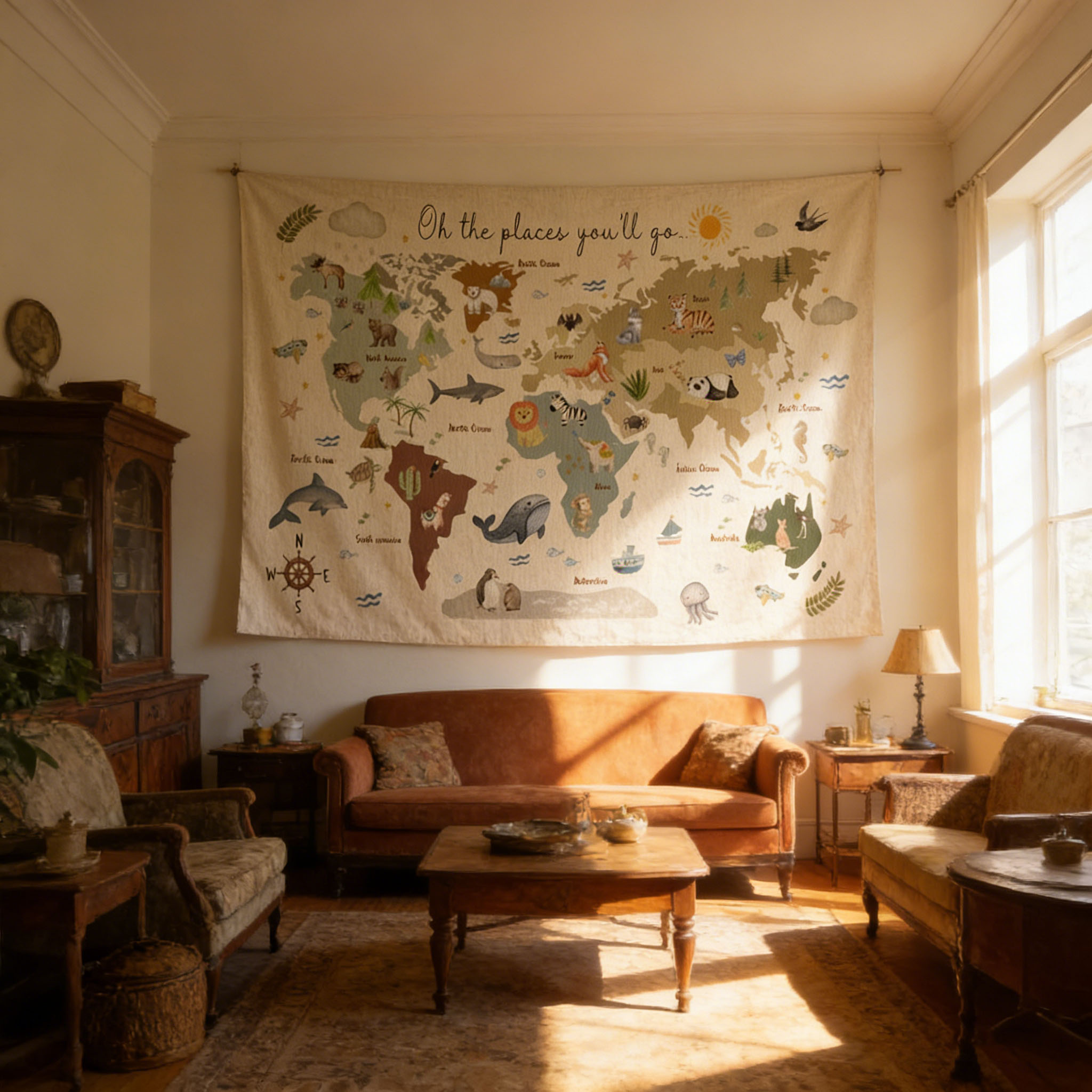Tapiz con Mapa del Mundo de An - Kids Education Banner reseña y precio