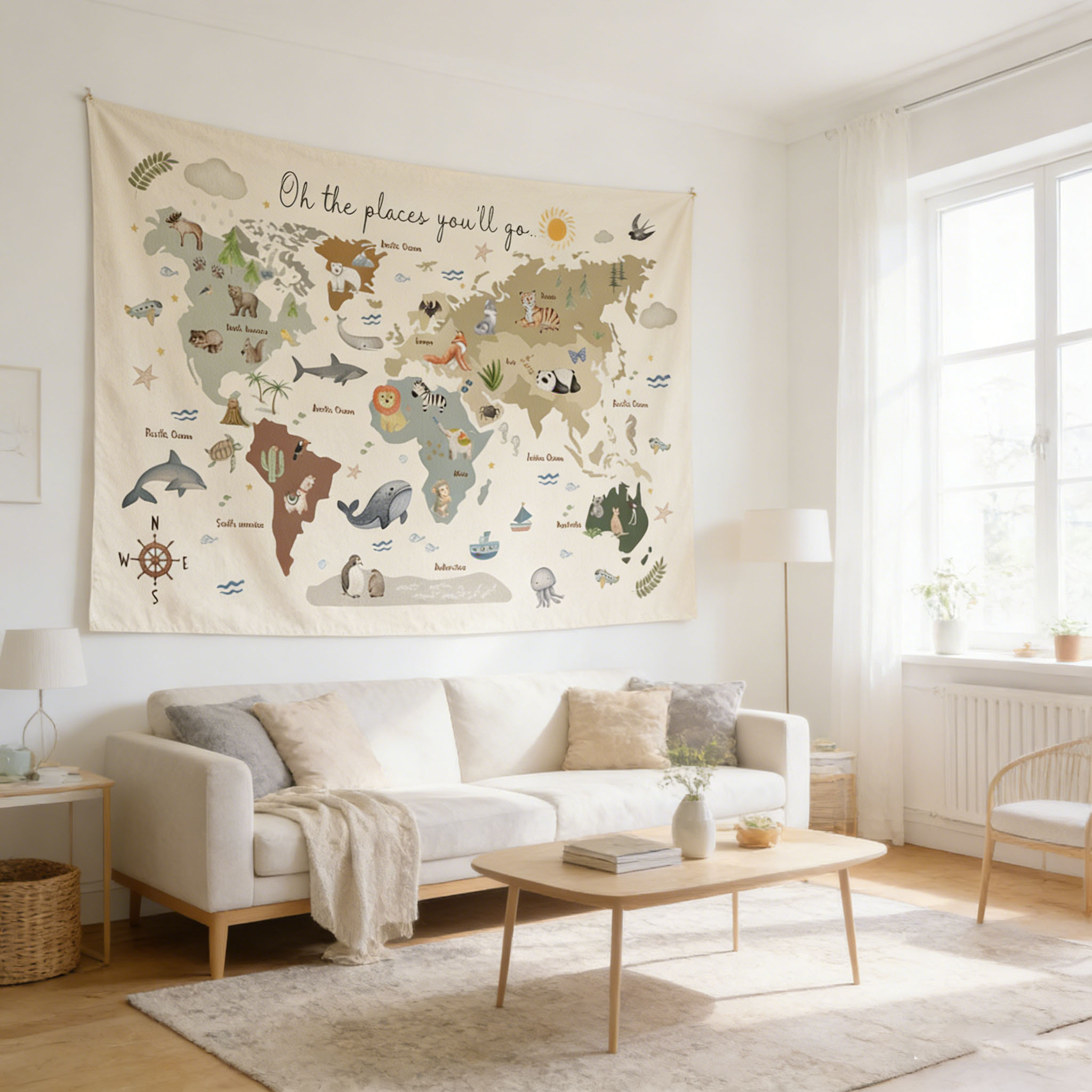 Tapiz con Mapa del Mundo de An - Kids Education Banner reseña y precio
