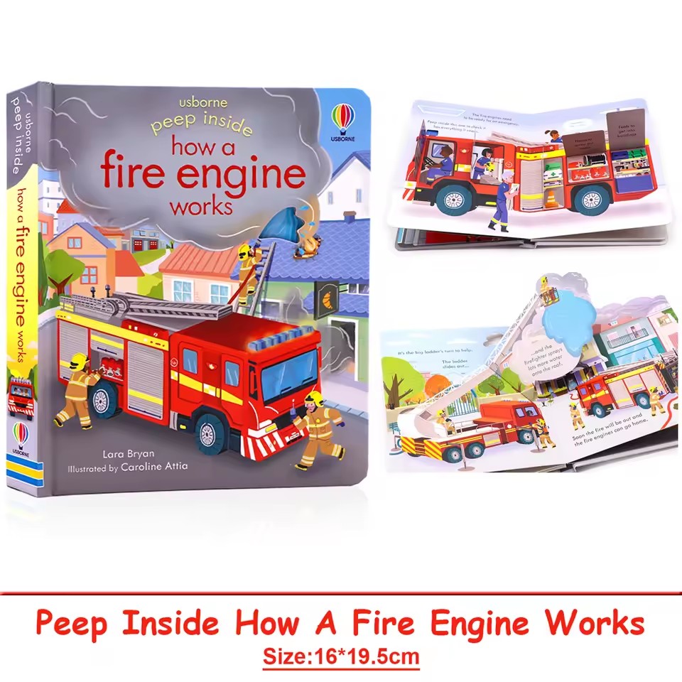Usborne Peep Inside How A Fire - Kids Education Book reseña y precio