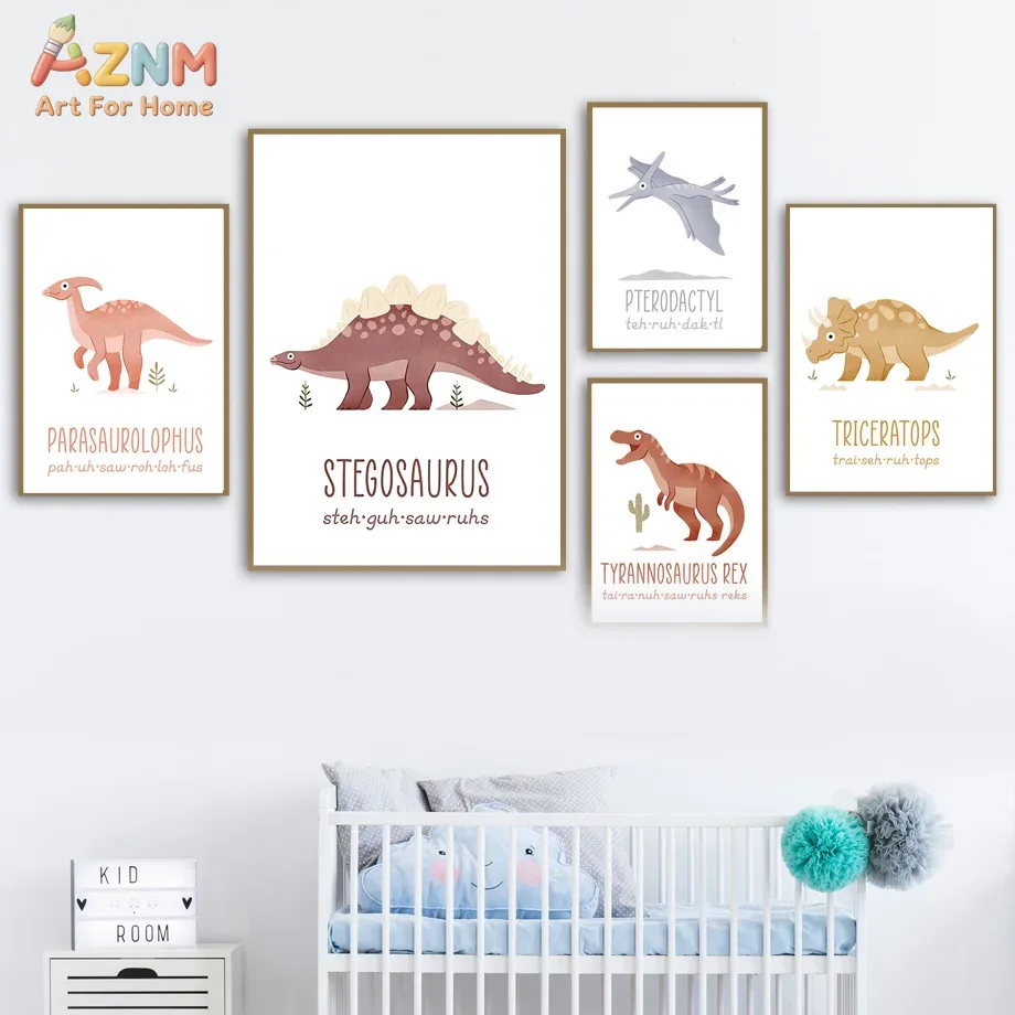 AZNM Lindos Cuadros de Dinosau - Kids Educational Posters reseña y precio