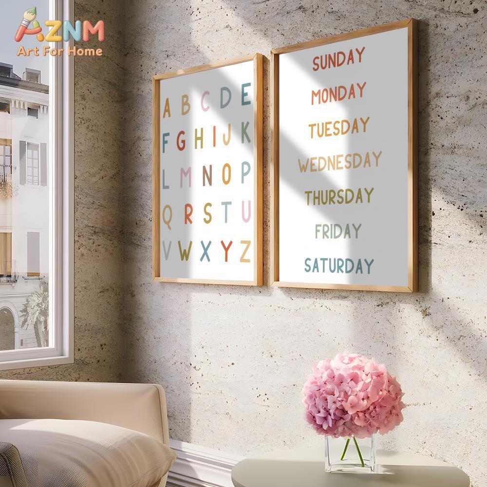 AZNM - Lienzo educativo con nú - Kids Educational Posters reseña y precio